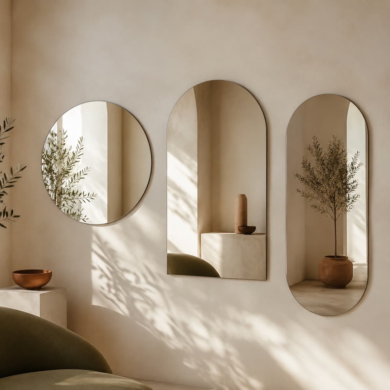 Mirror Wall Art Set — Three shapes, more light.